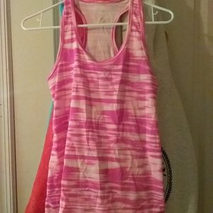 Danskin Now pink and white striped tank top